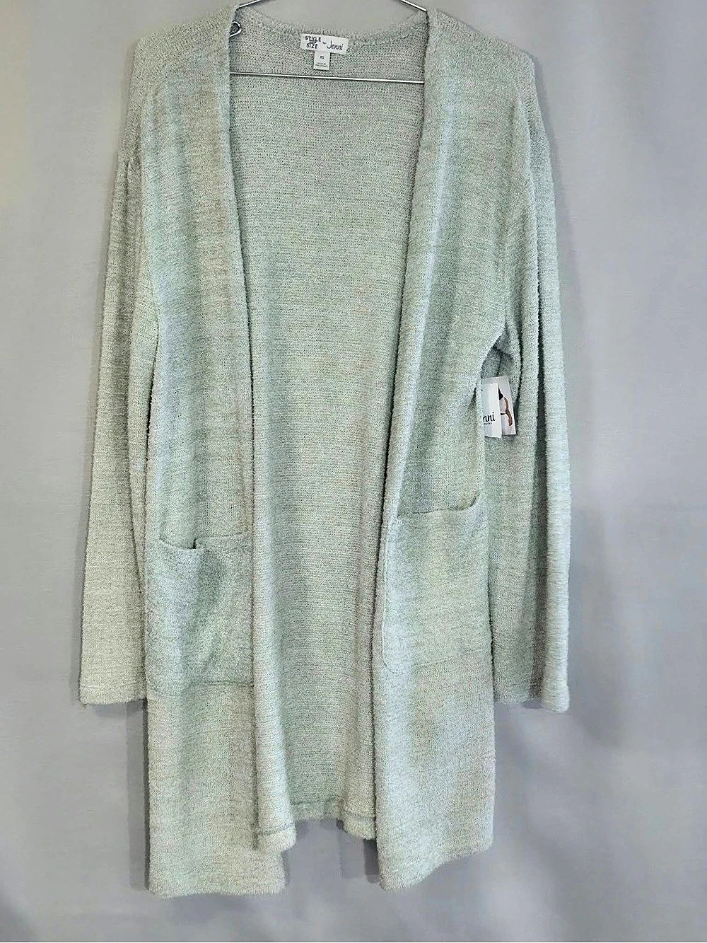 Style & Co Chenille Open-Front Cardigan Green